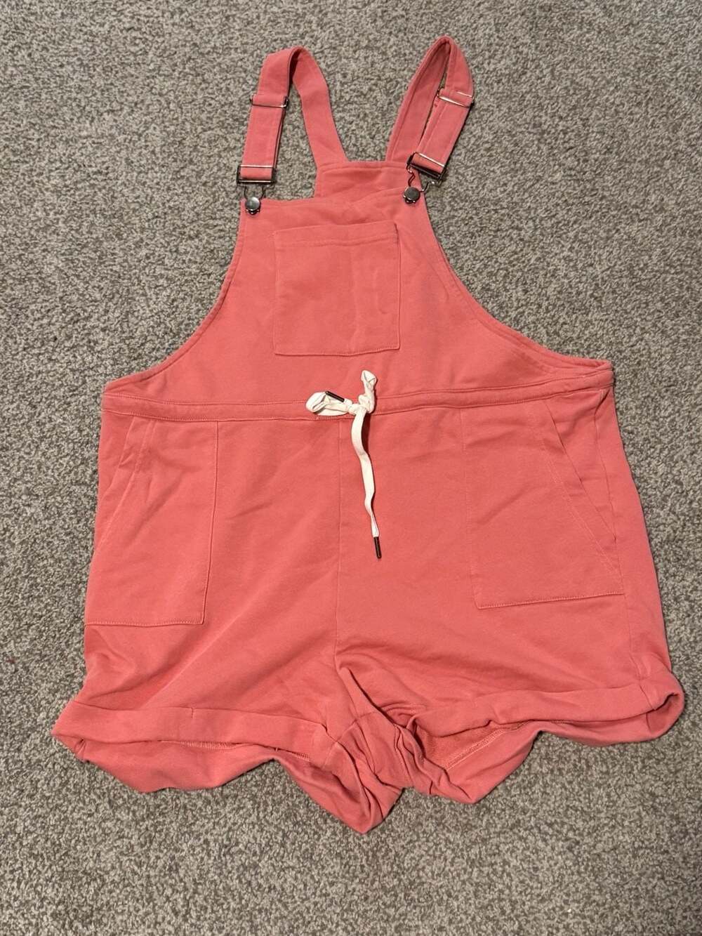 Anrabess Women's Casual Drawstring Overall Shorts Coral Size XL